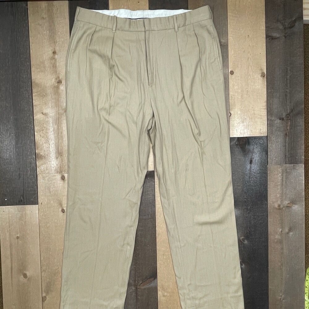 Vintage Polo Golf Ralph Lauren 36L Cotton Wool Silk Blend Tan Pleated